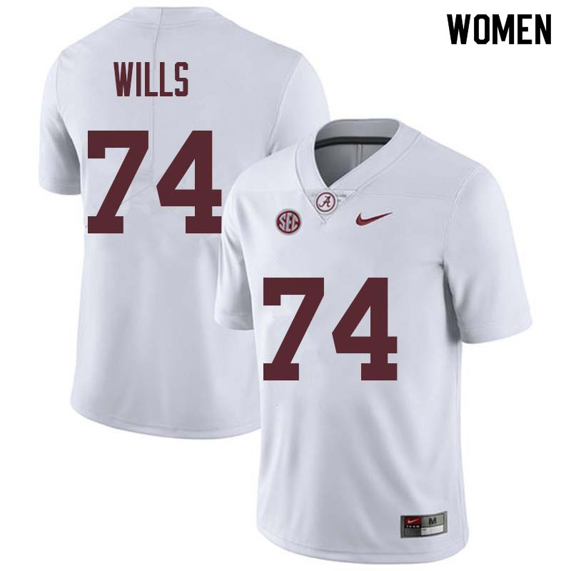 Alabama Crimson Tide Women's Jedrick Wills #74 White NCAA Nike Authentic Stitched College Football Jersey WD16P72BG